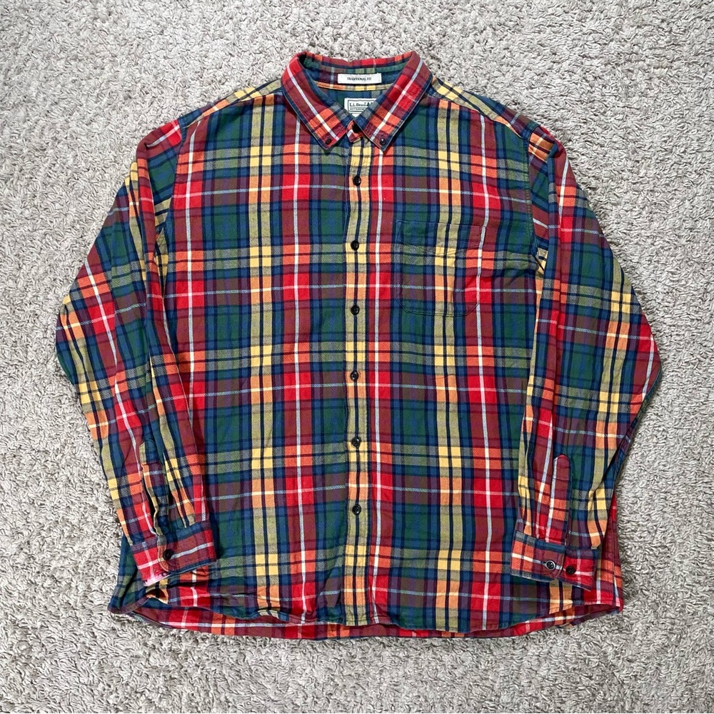 L.L. Bean Men’s Vintage Plaid Flannel Shirt Size XL - Long Sleeve 90’s Outdoor